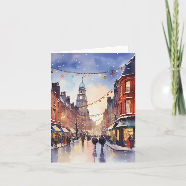 Weihnachten in Dublin Wasserfarbe Karte (Vorderseite)