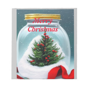 Weihnachten in einem Glas! niedlicher Weihnachtsba Notizblock