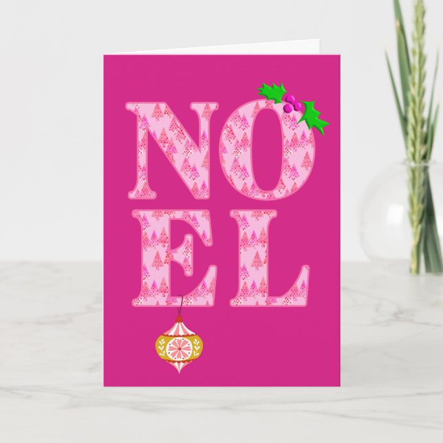 WEIHNACHTEN in einem rosa Weihnachtsbaummuster (Vorderseite)