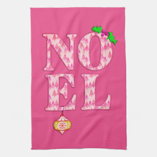 WEIHNACHTEN in einem rosa Weihnachtsbaummuster Geschirrtuch