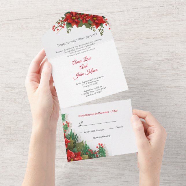 Weihnachten in einer Hochzeit Einladung (Abreißen)