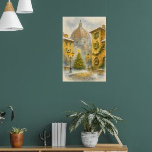 Weihnachten in Florenz Italien Aquarell Leinwand Poster