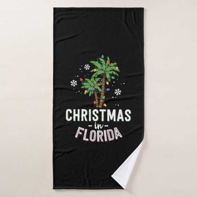 Weihnachten in Florida Deck Die Familie Palmen Badehandtuch (Badehandtuch)