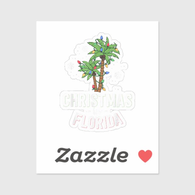 Weihnachten in Florida Deck Die Palmen Familie Va Aufkleber (Blatt)
