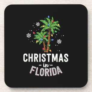 Weihnachten in Florida Deck Die Palmen Familie Va Getränkeuntersetzer