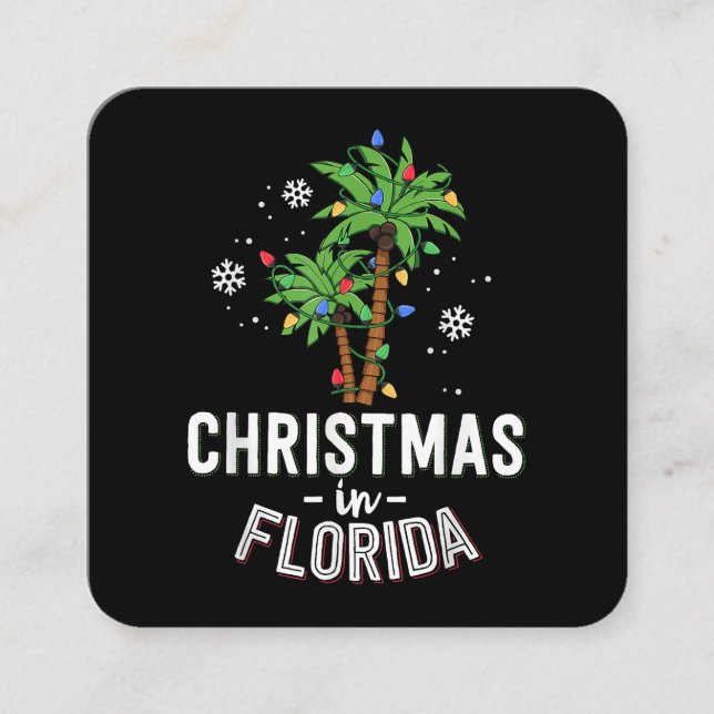 Weihnachten in Florida Deck Die Palmen Familie Va Quadratische Visitenkarte (Vorderseite)