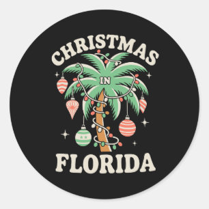 Weihnachten in Florida Palme Xmas Lichter Winter Runder Aufkleber