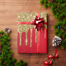 Weihnachten in Gold und Rot-Glitzer Geschenkpapier