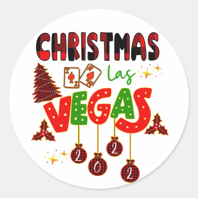 Weihnachten in Las Vegas Group Matching Typografic Runder Aufkleber (Vorderseite)