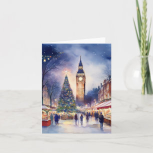 Weihnachten in London Wasserfarbe Karte