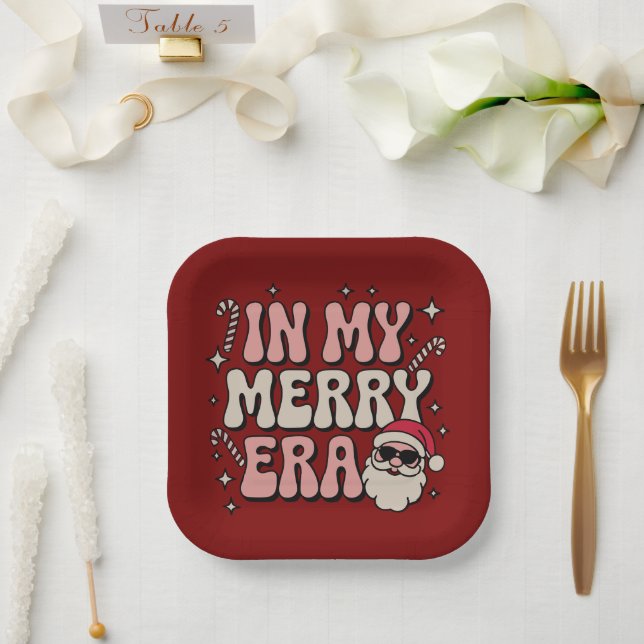 Weihnachten in meiner fröhlichen Ära Cute Groovy X Pappteller (Hochzeit)