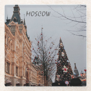 Weihnachten in Moskau Glasuntersetzer