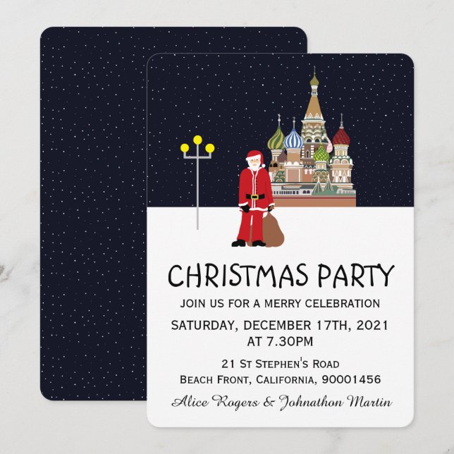 Weihnachten in Moskau - Weihnachtsfeier Party Einl Einladung (Vorne/Hinten)