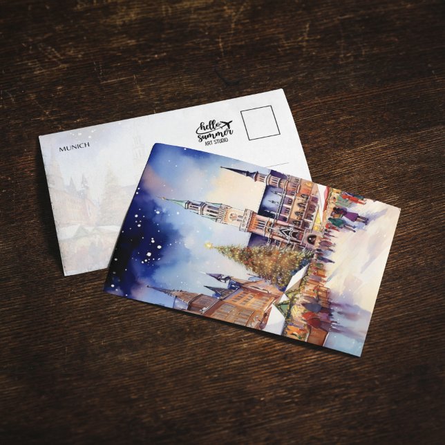 Weihnachten in München Wasserfarben Postkarte (Von Creator hochgeladen)