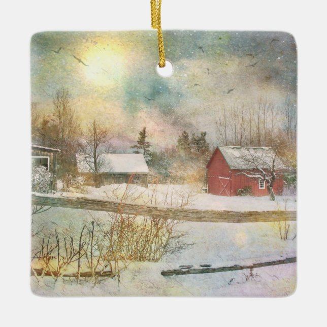 Weihnachten in New England Keramikornament (Vorderseite)