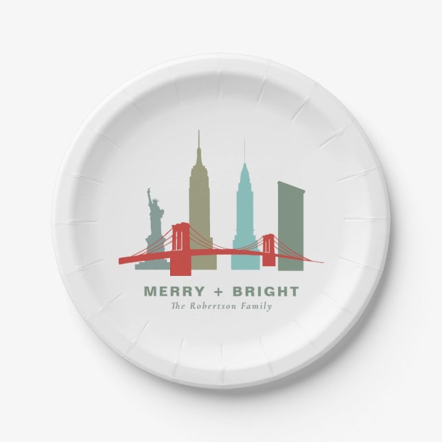 Weihnachten in New York, Architecture Skyline Pappteller (Vorderseite)