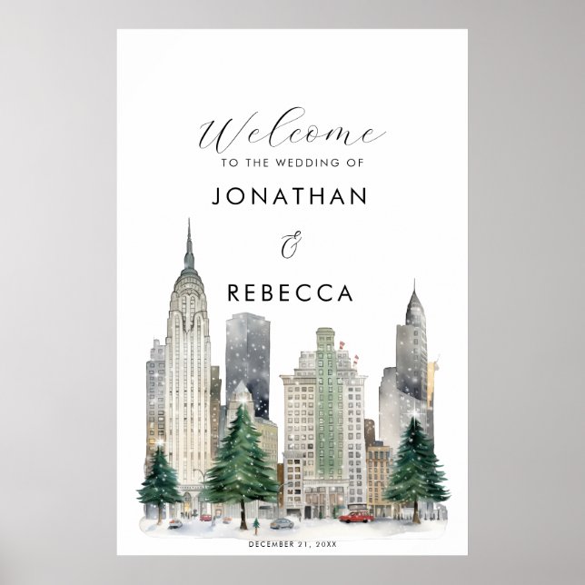 Weihnachten in New York Begrüßungsschild Poster (Vorne)