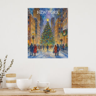 Weihnachten in New York Poster, Winter Stadt Szene Poster