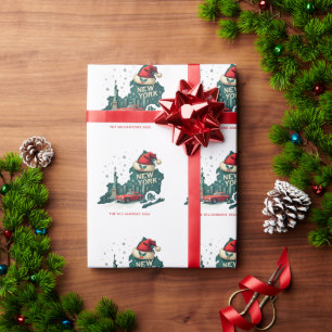 Weihnachten in New York Staat Personalisierter Url Geschenkpapier