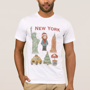 Weihnachten in New York Watercolor T-Shirt – Süß