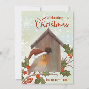 Weihnachten in New Zuhause Bird und Birdhouse Karte