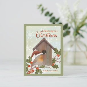 Weihnachten in New Zuhause Bird und Birdhouse Postkarte