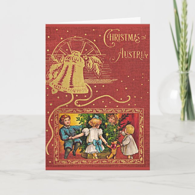 Weihnachten in Österreich Vintage Karte (Vorderseite)