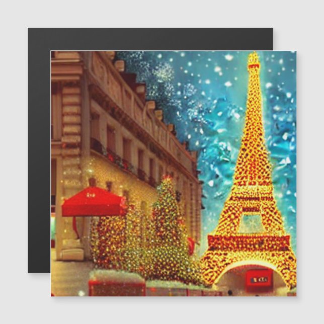 Weihnachten in Paris, Ellenturm Magnetkarte (Vorne/Hinten)