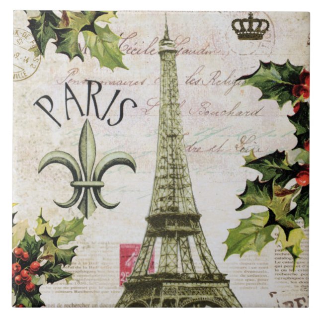 Weihnachten in Paris Fliese (Vorderseite)