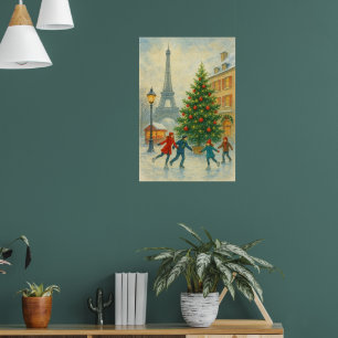 Weihnachten in Paris Kunstprint – Eiffelturm Winte Poster