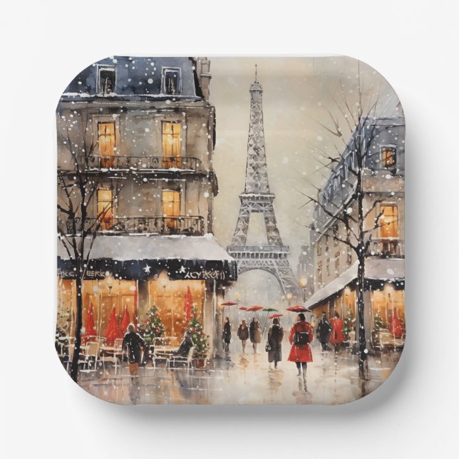 Weihnachten in Paris,  Pappteller (Vorderseite)