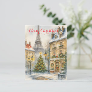 Weihnachten in Paris Urlaubspostkarte – Aquarell