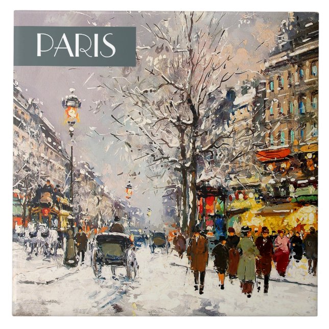 Weihnachten in Paris. Weihnachtsgeschenke Keramik  Fliese (Vorderseite)