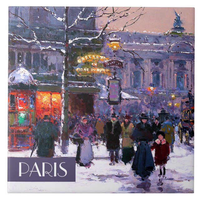 Weihnachten in Paris. Weihnachtsgeschenke Keramik  Fliese (Vorderseite)
