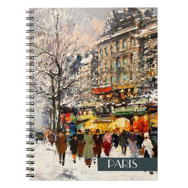 Weihnachten in Paris. Weihnachtsgeschenkpapier Notizblock (Vorderseite)