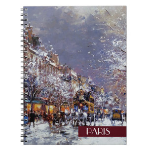 Weihnachten in Paris. Weihnachtsgeschenkpapier Notizblock