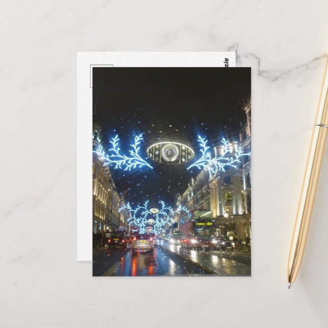 Weihnachten in Regent Street, London Postkarte (Vorderseite/Rückseite Beispiel)