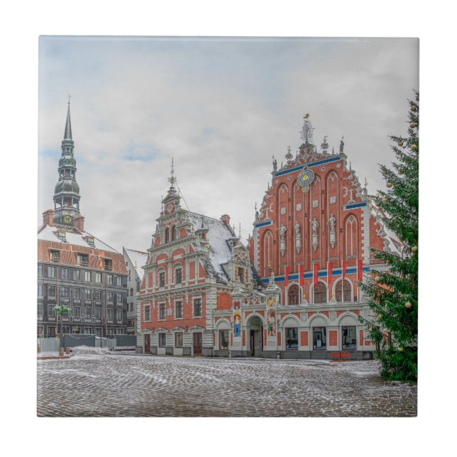 Weihnachten in Riga Lettland Fliese (Vorderseite)