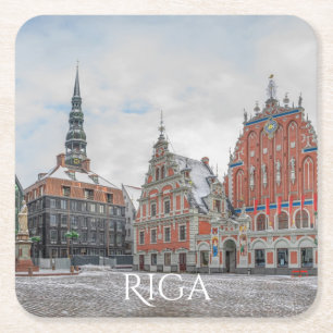 Weihnachten in Riga Lettland Square Paper Unterset Rechteckiger Pappuntersetzer
