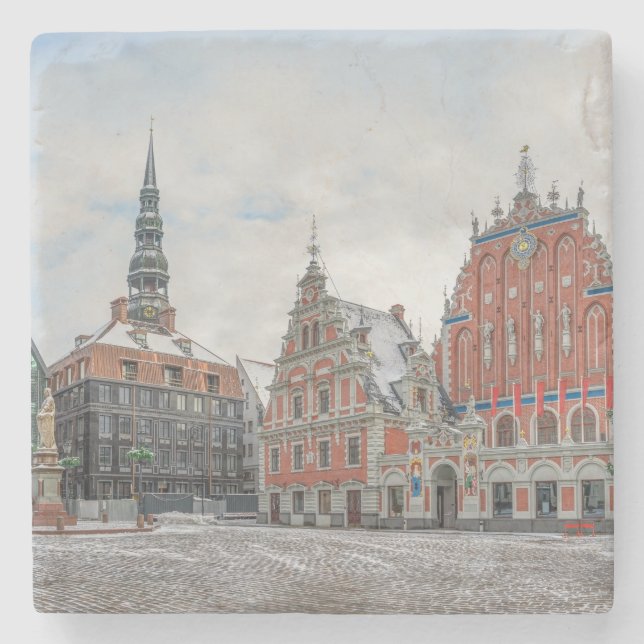 Weihnachten in Riga Lettland Steinuntersetzer (Vorderseite)