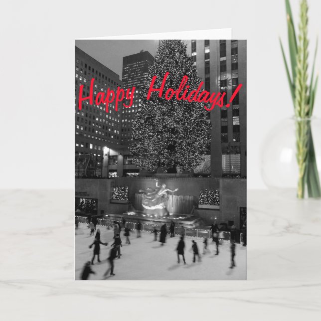 Weihnachten in Rockefeller "Happy Holidays" Versio Karte (Vorderseite)