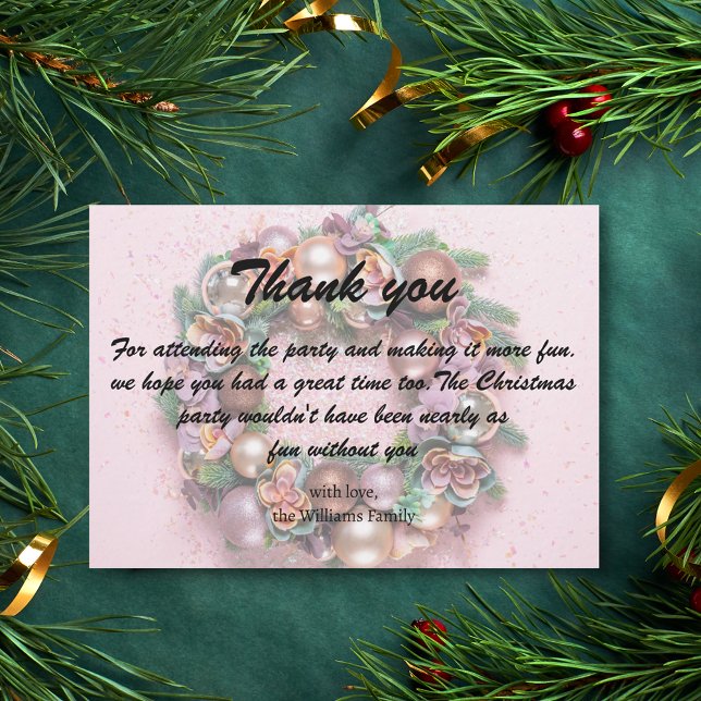 Weihnachten in Rosa Party vielen Dank Mitteilungskarte (Von Creator hochgeladen)