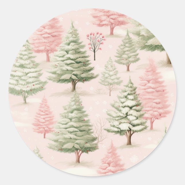 Weihnachten in Rosa  Runder Aufkleber (Vorderseite)