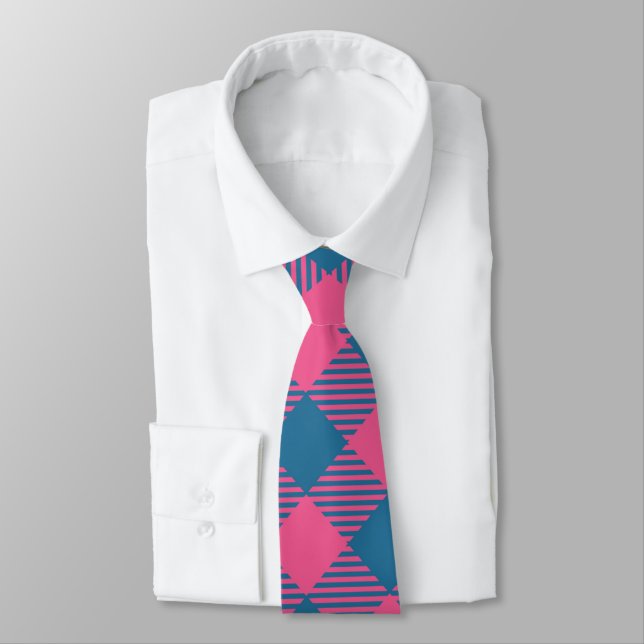 Weihnachten in Rosa und Blau Tartan Krawatte (Gebunden)
