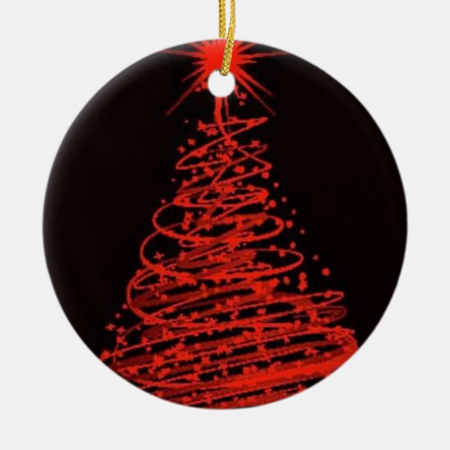 Weihnachten in Rot Keramik Ornament (Vorne)