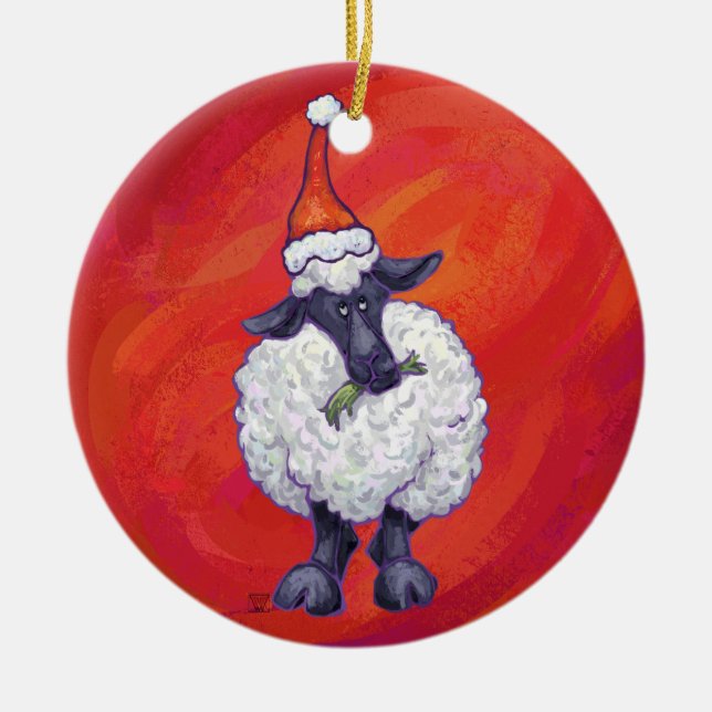 Weihnachten in Rot Keramikornament (Vorne)