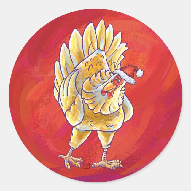 Weihnachten in Rot Runder Aufkleber (Vorderseite)