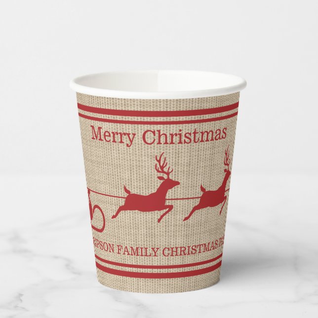 Weihnachten in Rot und Beige und individueller Tex Pappbecher (Links)