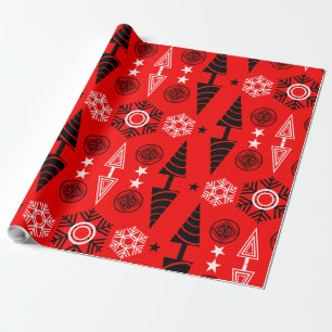 Weihnachten in Rot und Schwarz Geschenkpapier