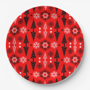 Weihnachten in Rot und Schwarz Pappteller